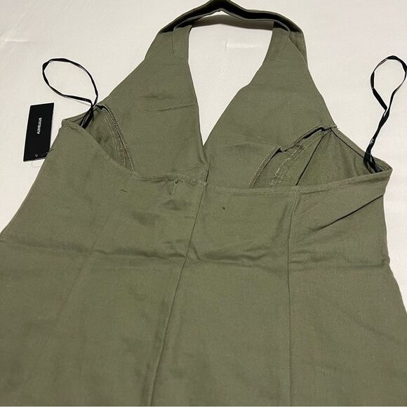 NWT Lulu’s You’re a Natural Olive Green Button Up Halter Mini Dress - Picture 2 of 12
